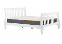 4ft Small Double White, wood curved sleigh style bed frame bedstead 1